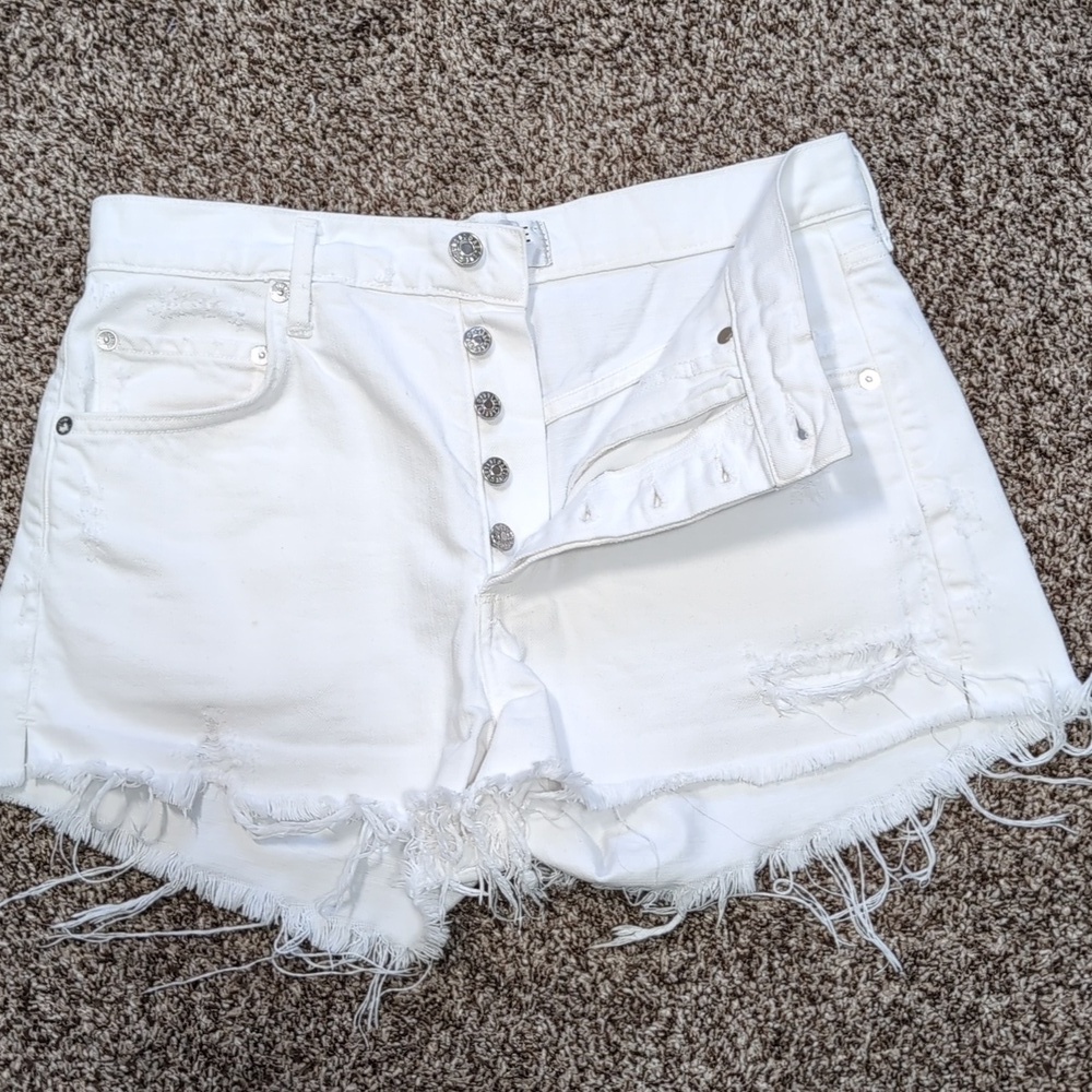 Agolde Parker White Distressed Jean Shorts Women's Size 27